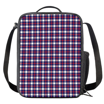 American Patriotic Plaid Print Crossbody Lunch Bag