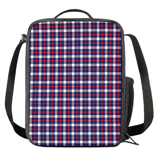 American Patriotic Plaid Print Crossbody Lunch Bag