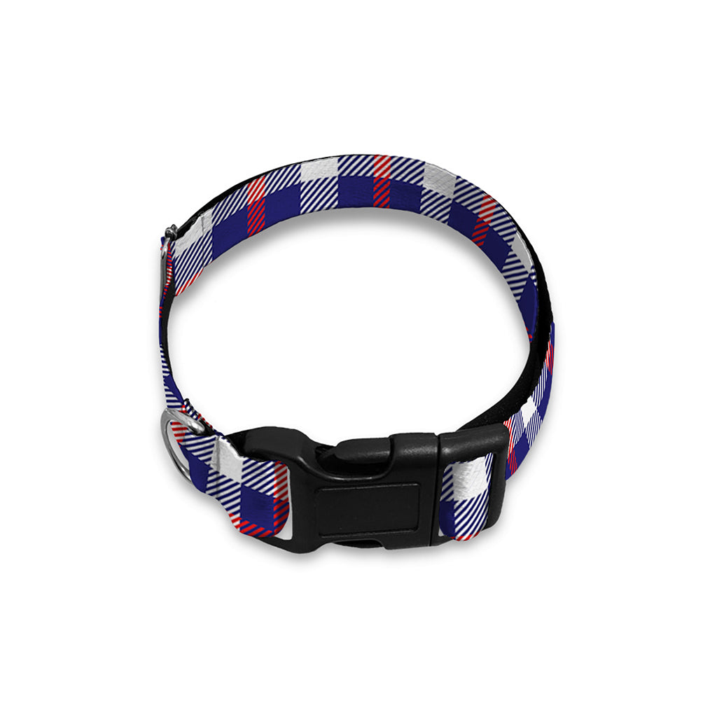 American Patriotic Plaid Print Dog Collar