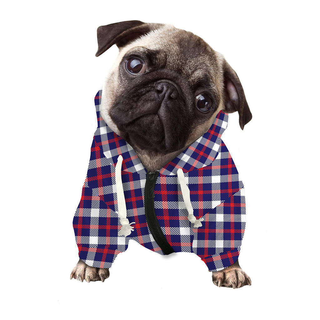 American Patriotic Plaid Print Dog Zip Up Hoodie