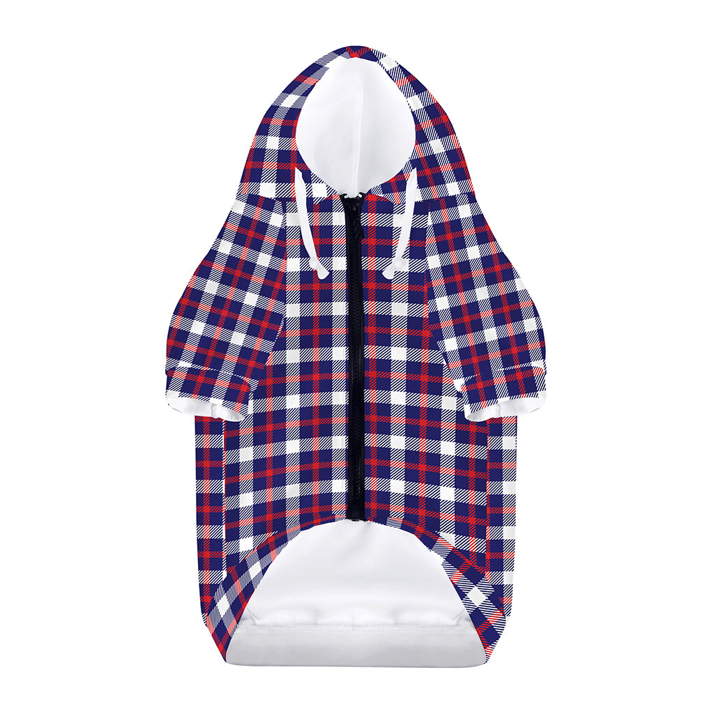 American Patriotic Plaid Print Dog Zip Up Hoodie