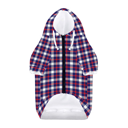American Patriotic Plaid Print Dog Zip Up Hoodie
