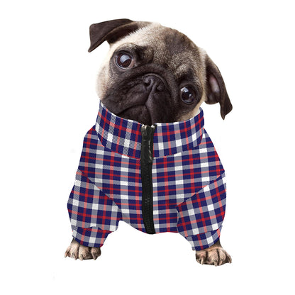 American Patriotic Plaid Print Dog Zip Up Jacket