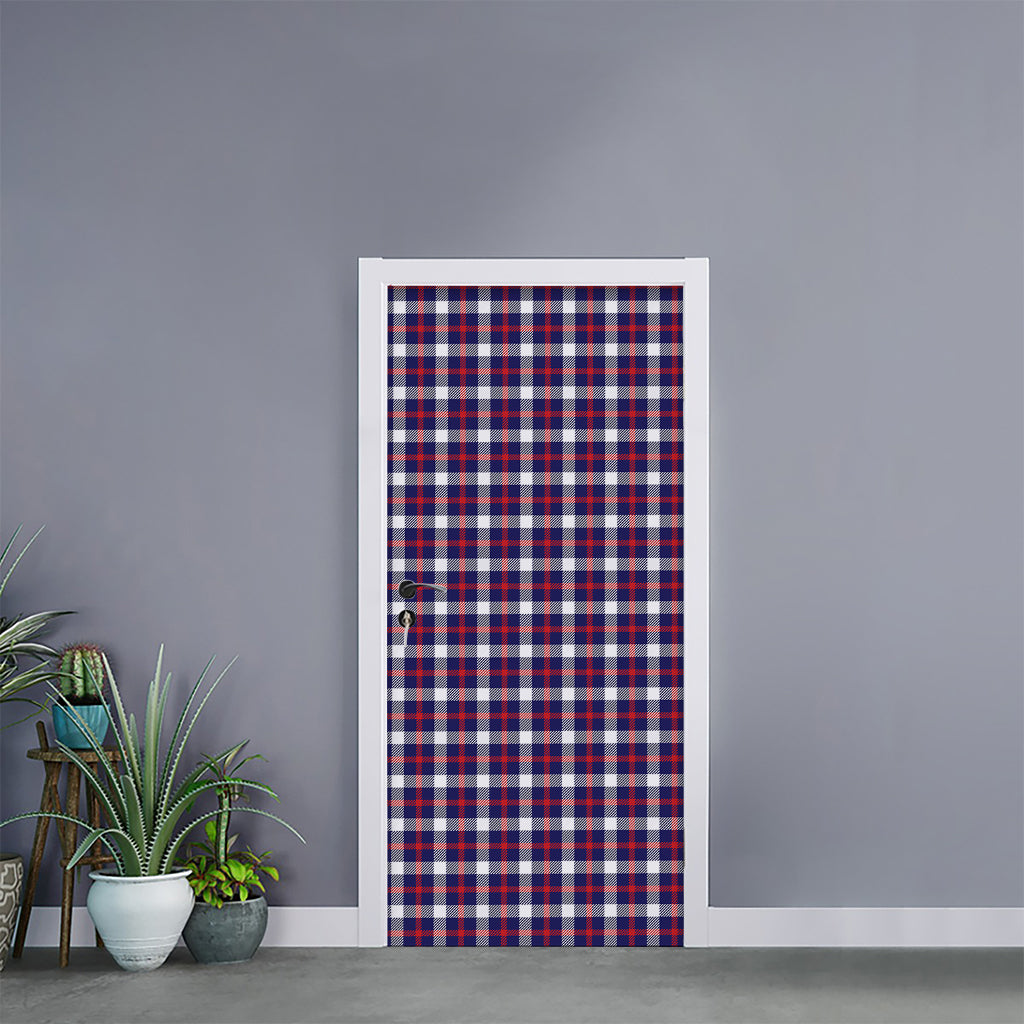 American Patriotic Plaid Print Door Sticker