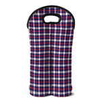 American Patriotic Plaid Print Double Neoprene Wine Tote