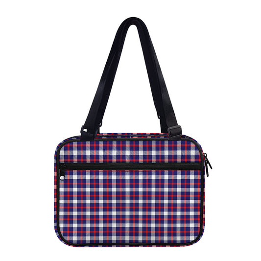 American Patriotic Plaid Print Double Strap Bible Bag