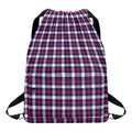 American Patriotic Plaid Print Drawstring Backpack