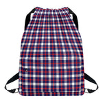 American Patriotic Plaid Print Drawstring Backpack
