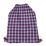 American Patriotic Plaid Print Drawstring Bag