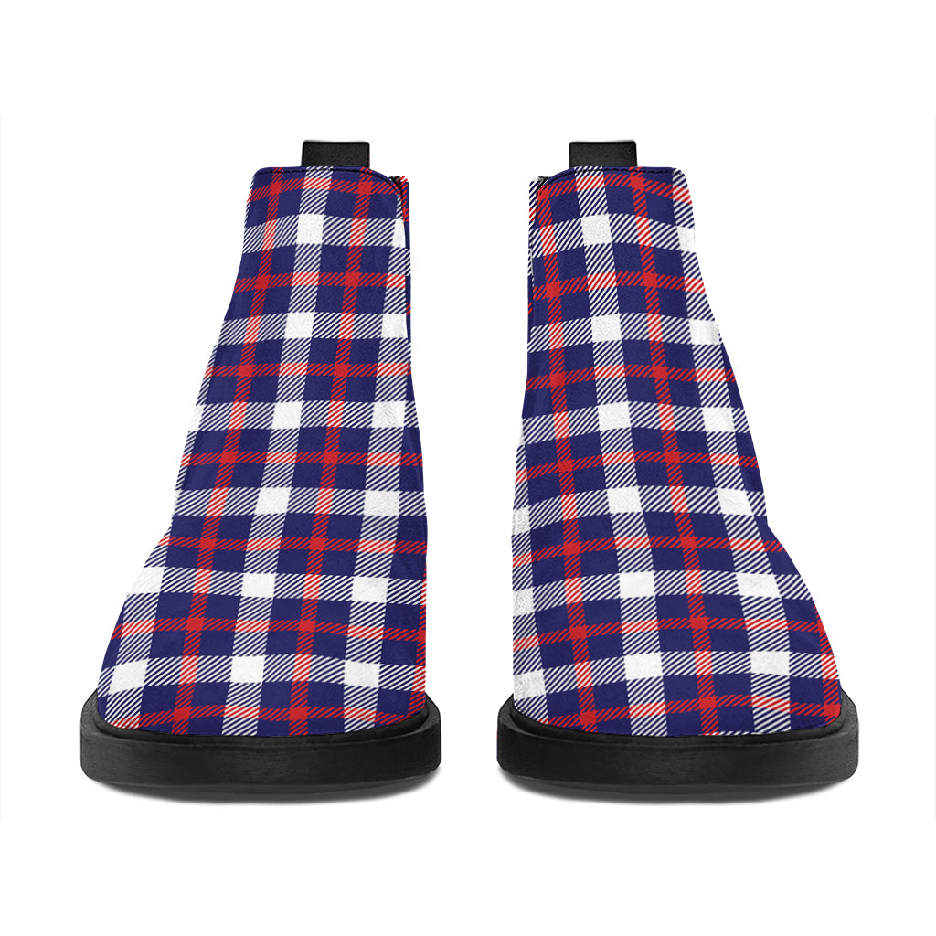 American Patriotic Plaid Print Flat Ankle Boots