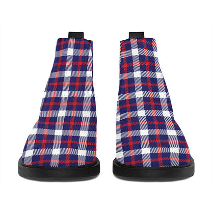 American Patriotic Plaid Print Flat Ankle Boots