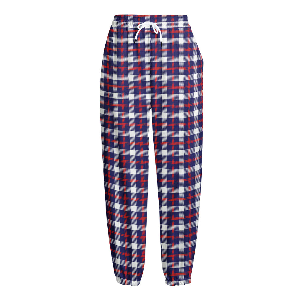 American Patriotic Plaid Print Fleece Lined Knit Pants