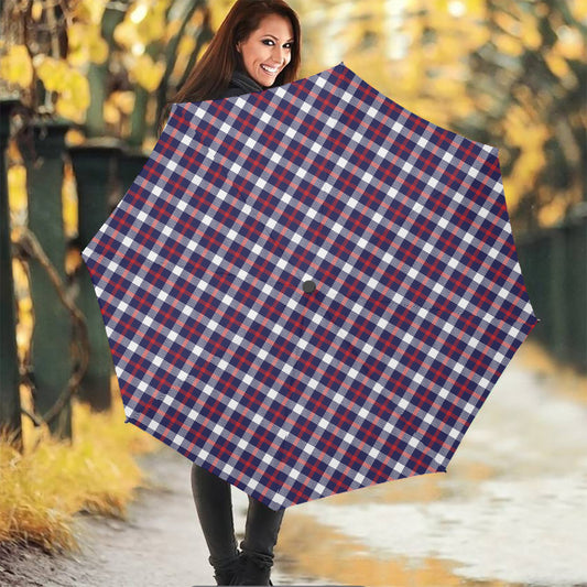 American Patriotic Plaid Print Foldable Umbrella