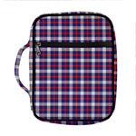American Patriotic Plaid Print Front Pocket Bible Bag