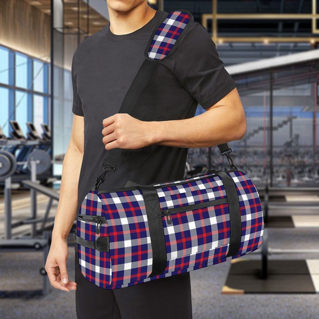 American Patriotic Plaid Print Gym Bag
