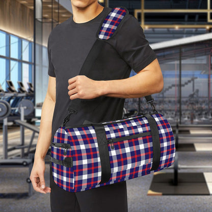 American Patriotic Plaid Print Gym Bag