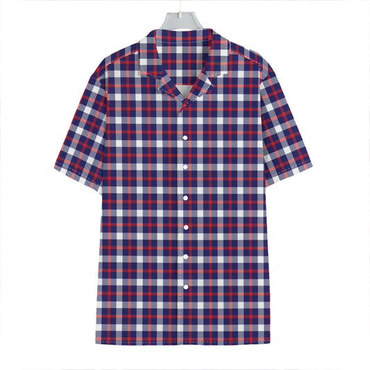 American Patriotic Plaid Print Hawaiian Shirt