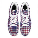 American Patriotic Plaid Print High Top Leather Sneakers