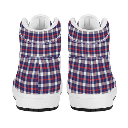 American Patriotic Plaid Print High Top Leather Sneakers