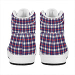 American Patriotic Plaid Print High Top Leather Sneakers