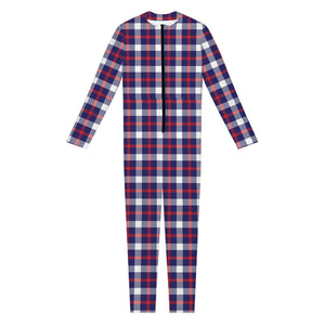 American Patriotic Plaid Print Jumpsuit