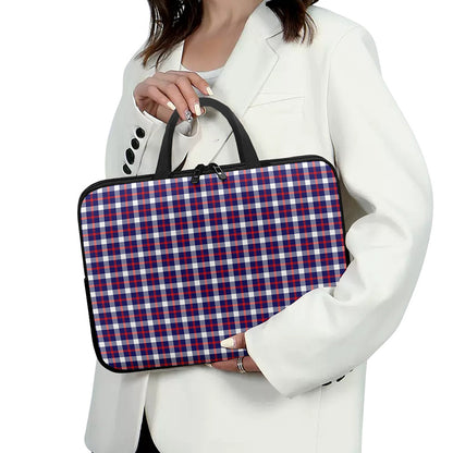 American Patriotic Plaid Print Laptop Sleeve With Handle