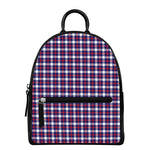 American Patriotic Plaid Print Leather Backpack