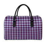 American Patriotic Plaid Print Leather Duffle Bag