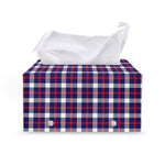 American Patriotic Plaid Print Leather Tissue Box Cover