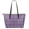 American Patriotic Plaid Print Leather Tote Bag With Zipper