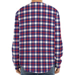 American Patriotic Plaid Print Long Sleeve Baseball Jersey