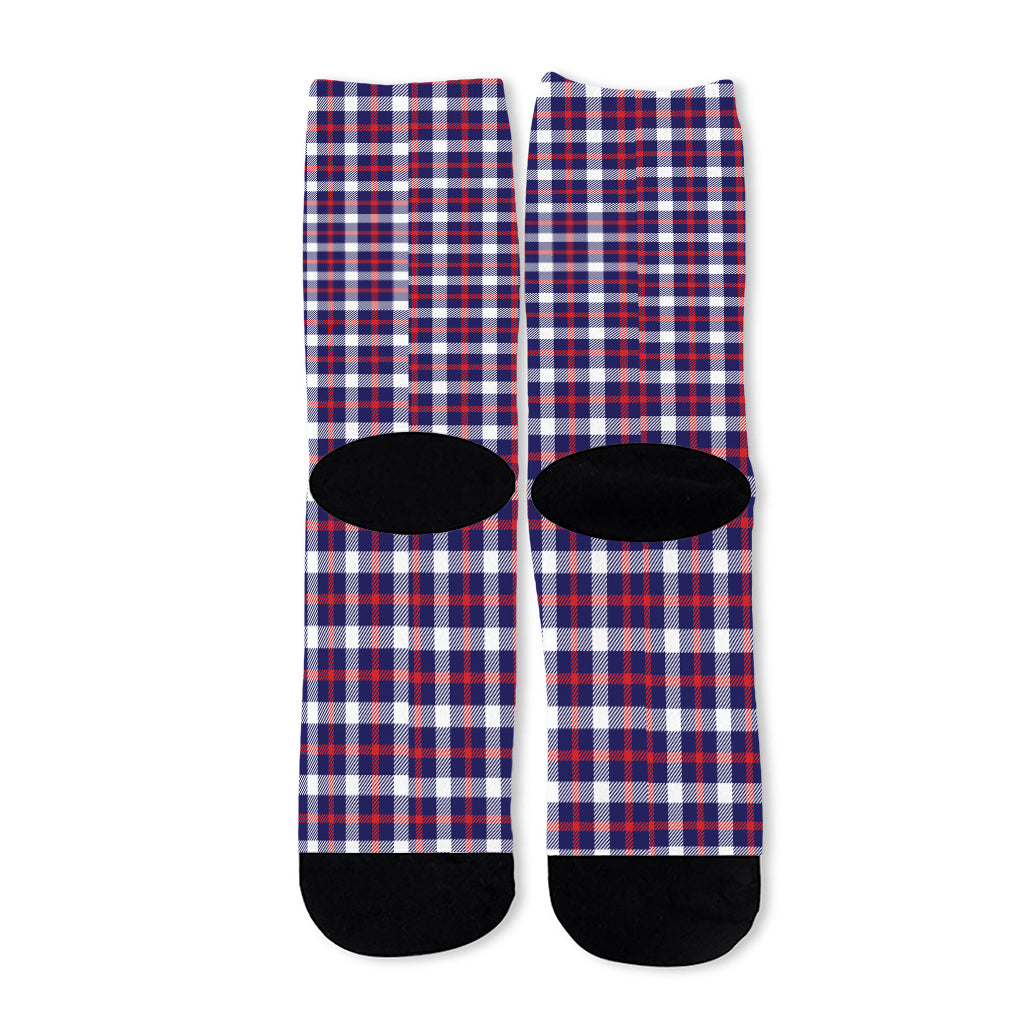 American Patriotic Plaid Print Long Socks