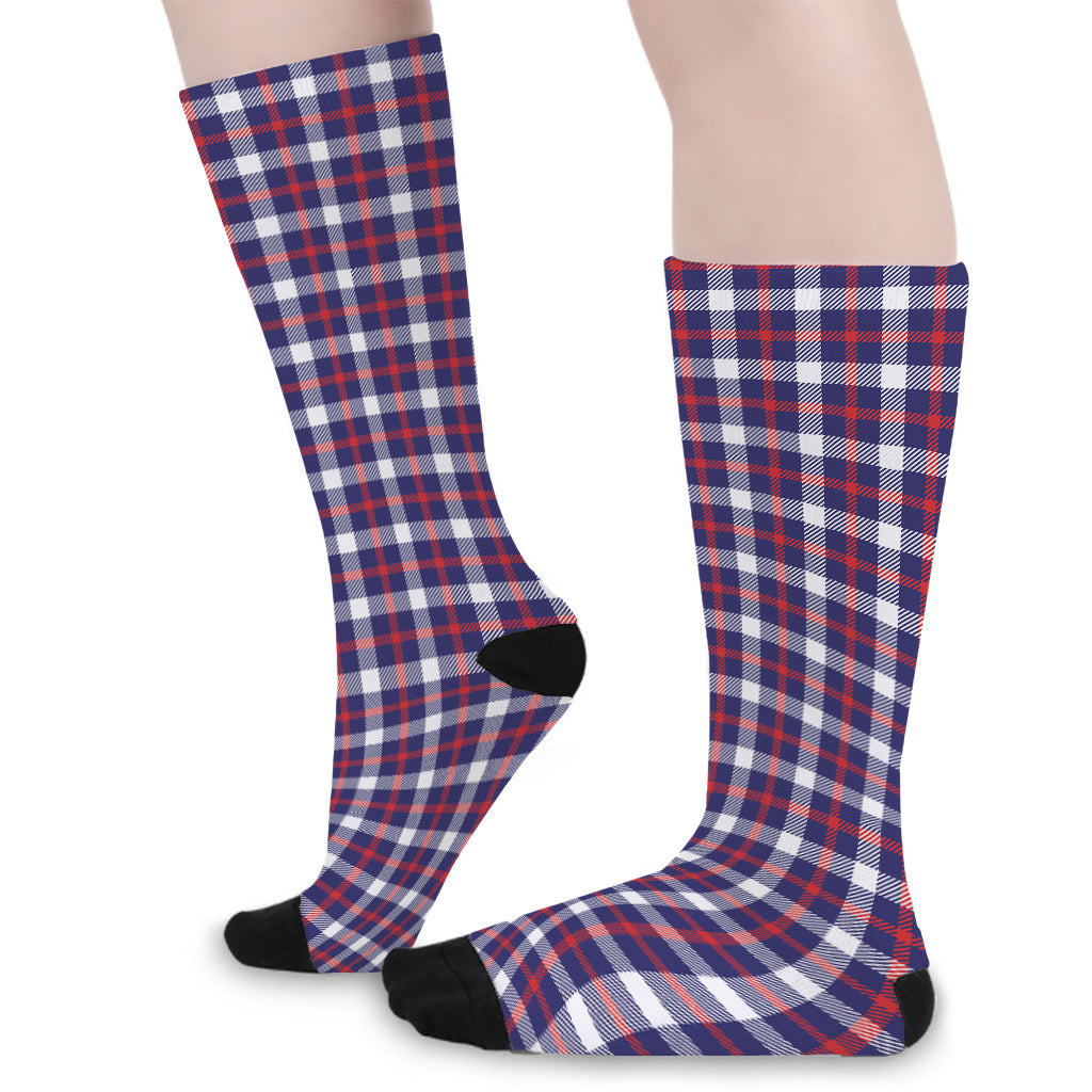 American Patriotic Plaid Print Long Socks