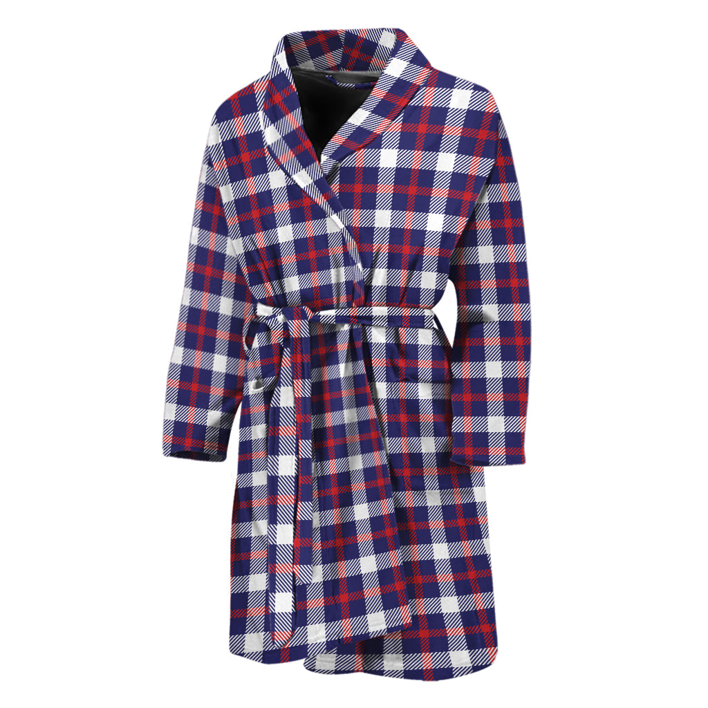 American Patriotic Plaid Print Men's Bathrobe