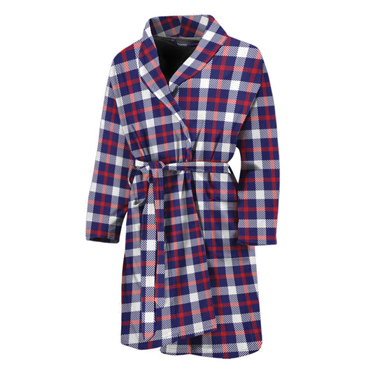 American Patriotic Plaid Print Men's Bathrobe