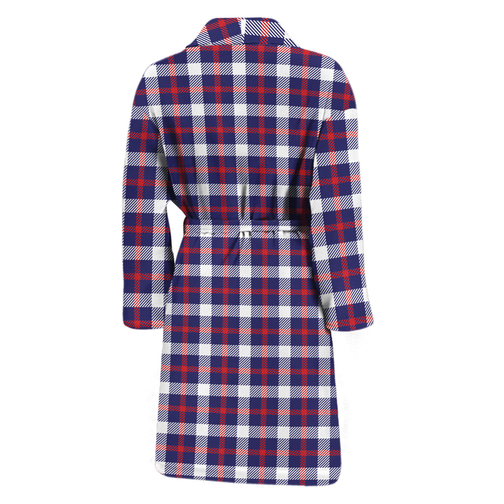 American Patriotic Plaid Print Men's Bathrobe