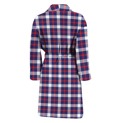 American Patriotic Plaid Print Men's Bathrobe