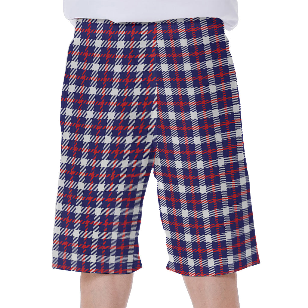 American Patriotic Plaid Print Men's Beach Shorts
