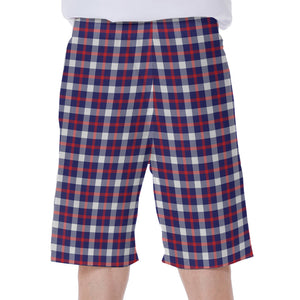 American Patriotic Plaid Print Men's Beach Shorts