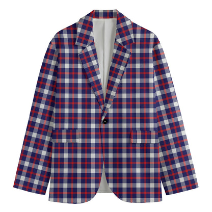 American Patriotic Plaid Print Men's Blazer