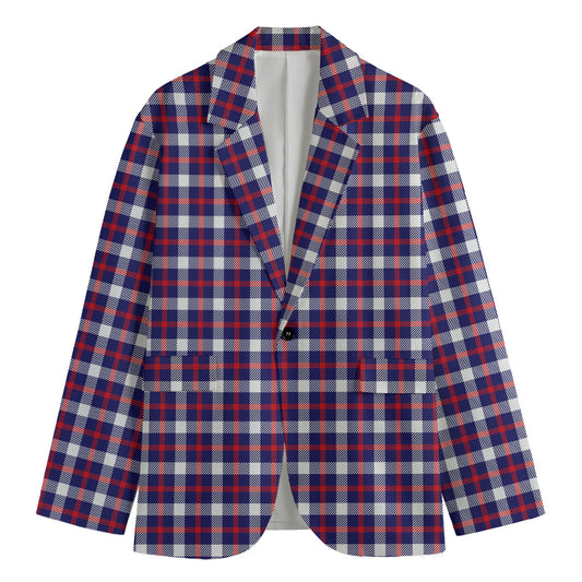 American Patriotic Plaid Print Men's Blazer