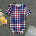 American Patriotic Plaid Print Men's Bodysuit