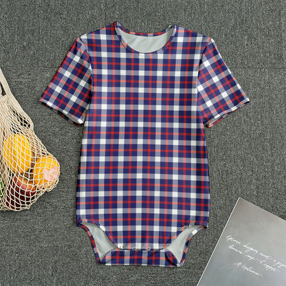 American Patriotic Plaid Print Men's Bodysuit