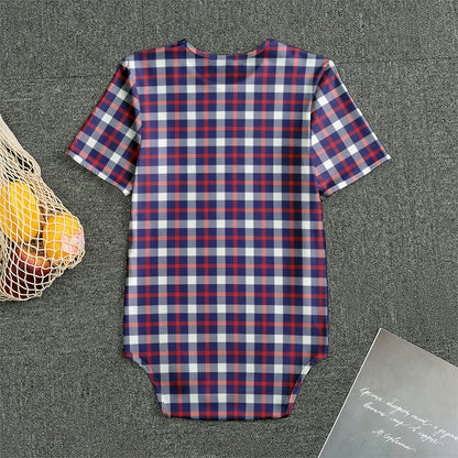 American Patriotic Plaid Print Men's Bodysuit
