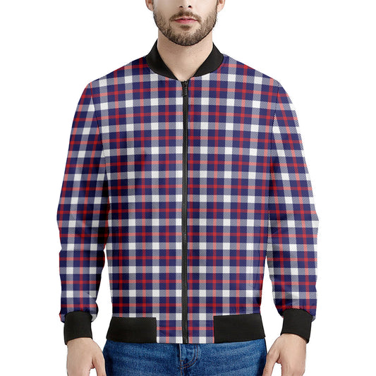 American Patriotic Plaid Print Men's Bomber Jacket