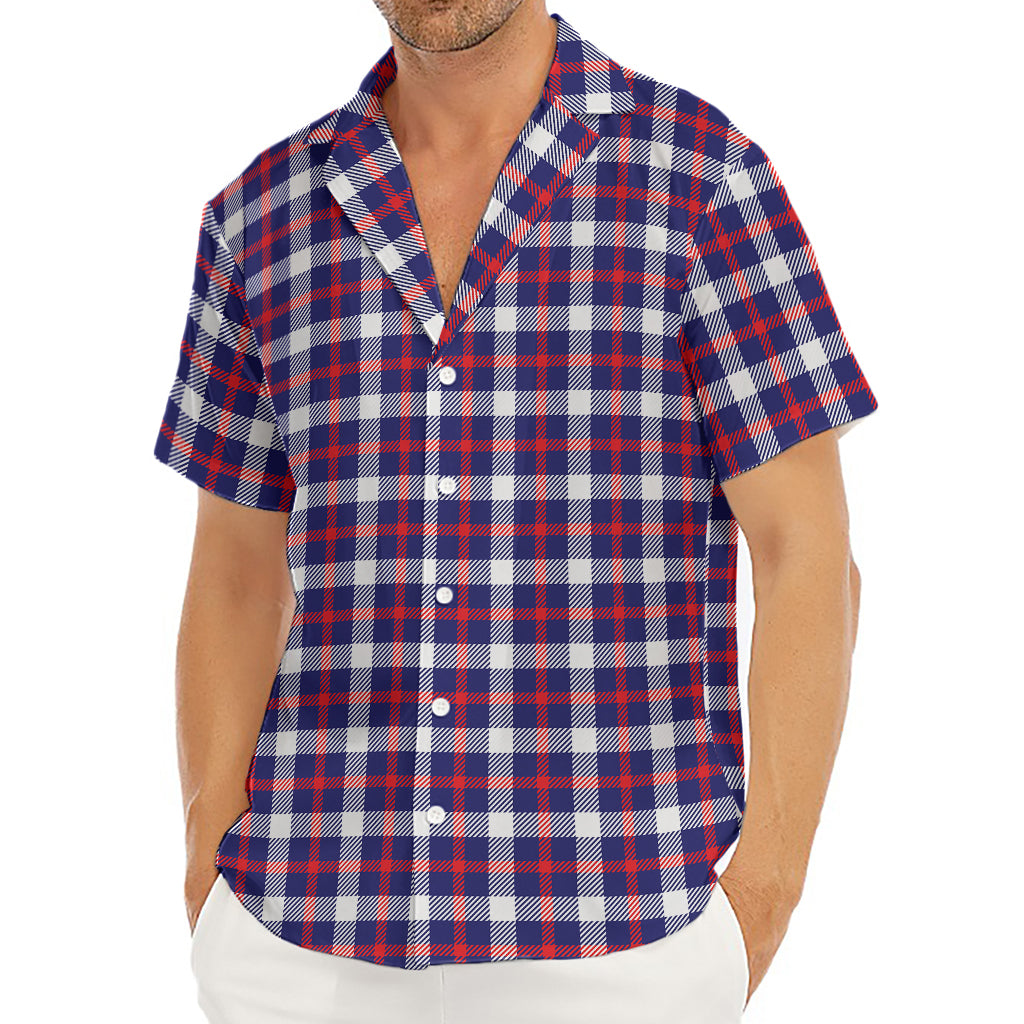 American Patriotic Plaid Print Men's Deep V-Neck Shirt