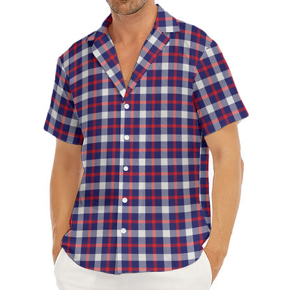 American Patriotic Plaid Print Men's Deep V-Neck Shirt