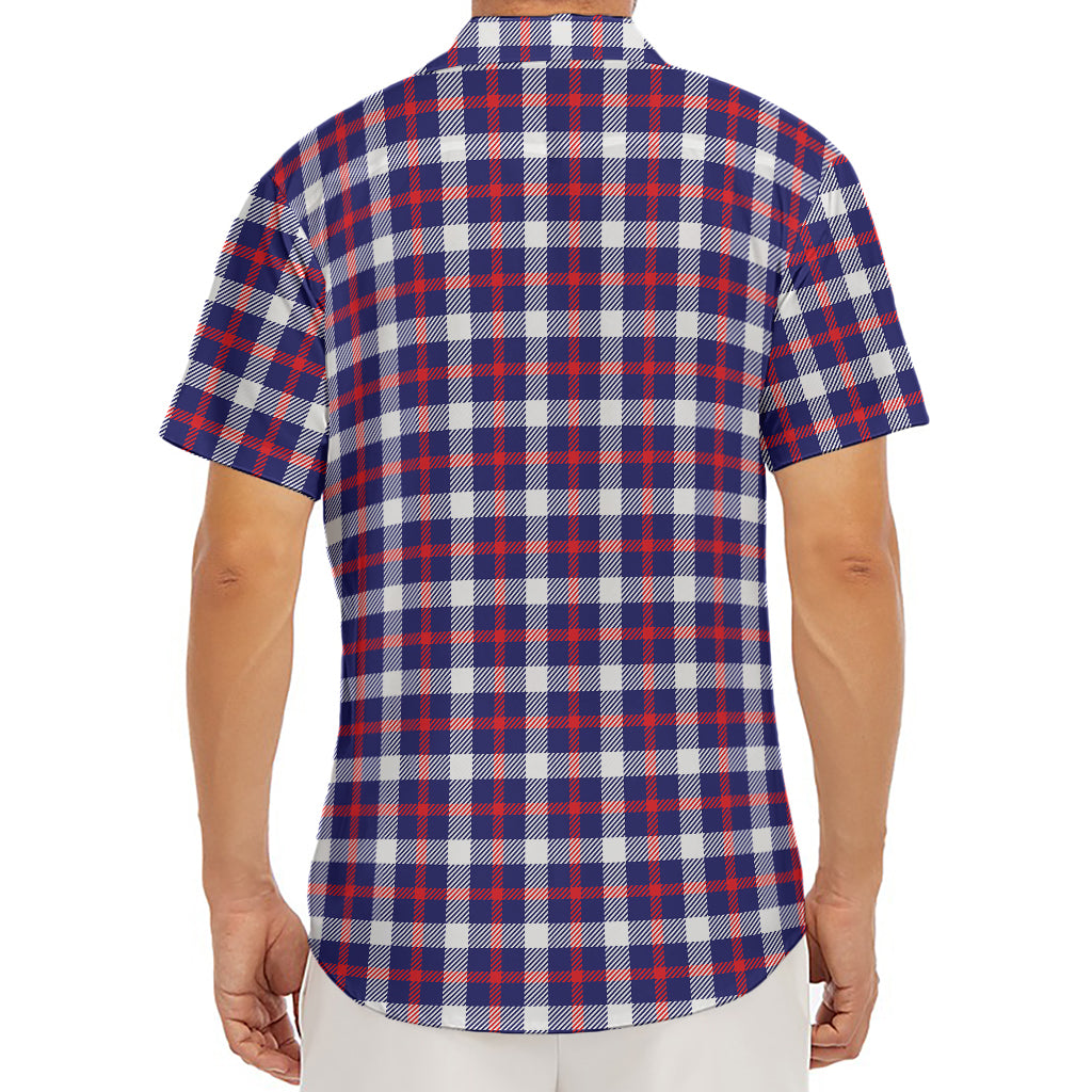 American Patriotic Plaid Print Men's Deep V-Neck Shirt