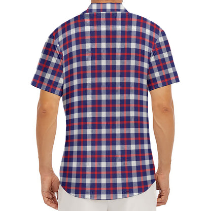 American Patriotic Plaid Print Men's Deep V-Neck Shirt