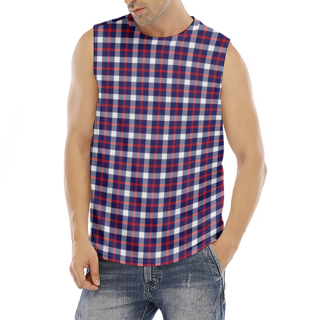 American Patriotic Plaid Print Men's Fitness Tank Top